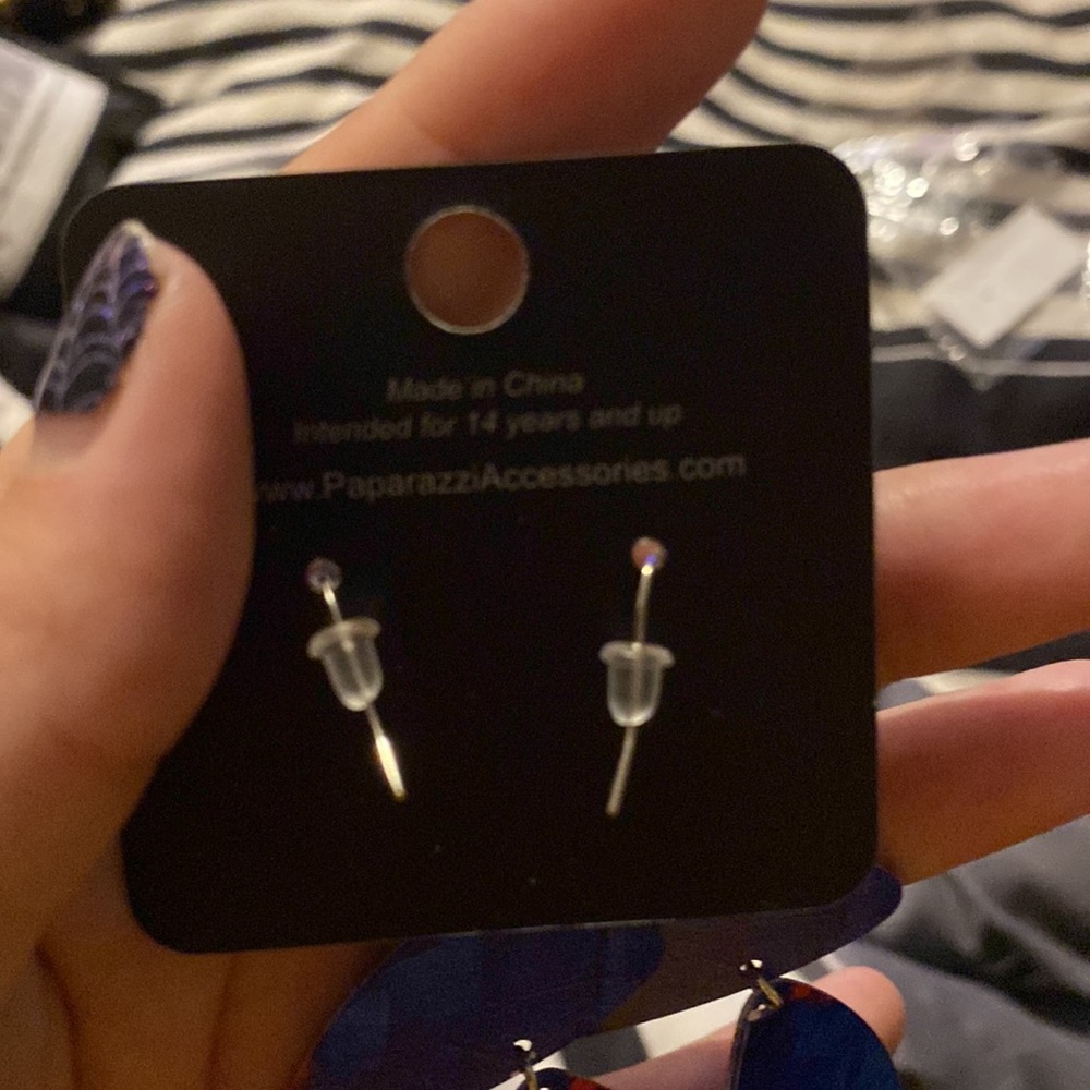 Blue Dangle Earrings - Picture 3 of 3